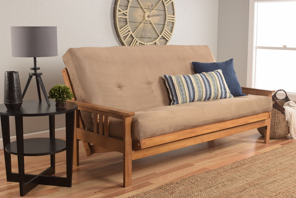 Caleb Frame Futon With Butternut Finish, Suede Peat