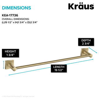 Ventus Bathroom 18" Towel Bar, Brushed Gold