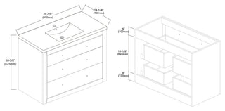 Sherwood 36" Single Vanity Set, White, Chrome Trim, Floating Only