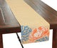 Applique Crab With Print Coral Coastal Table Runner,13.5 by 72-Inch