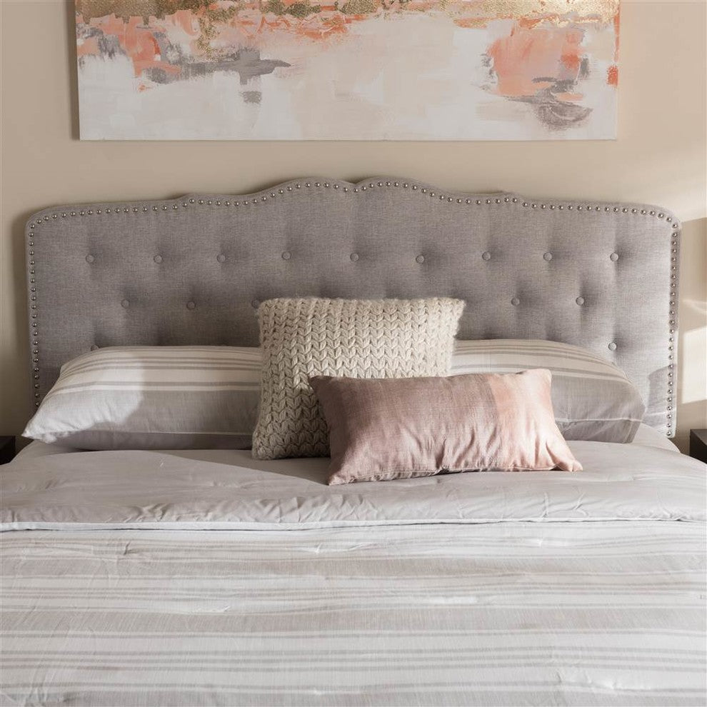 Lucy Modern Grayish Beige Fabric King Size Headboard