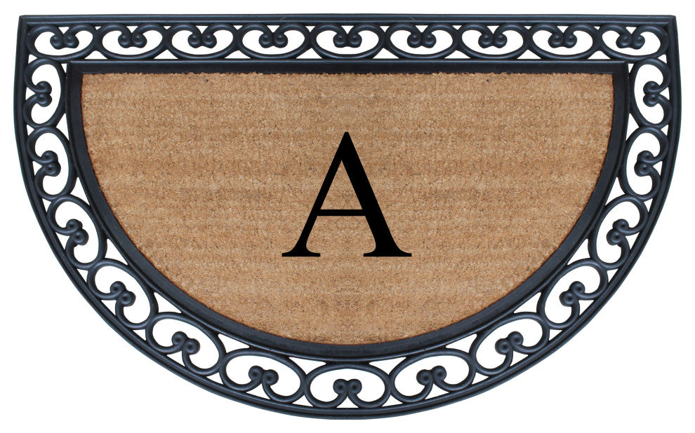 A1HC Half Round 30"x48" Double Door Monogrammed Doormat, A