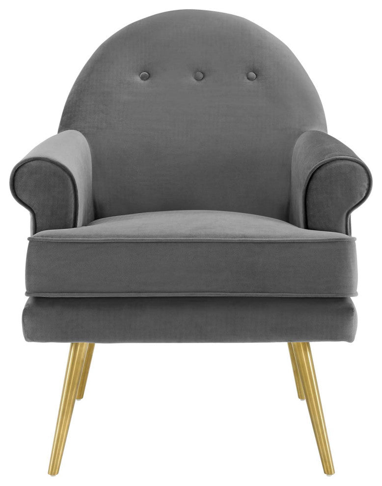Gray Revive Tufted Button Accent Performance Velvet Armchair