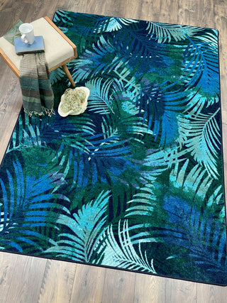 Fronds, Blue, 4'x5'