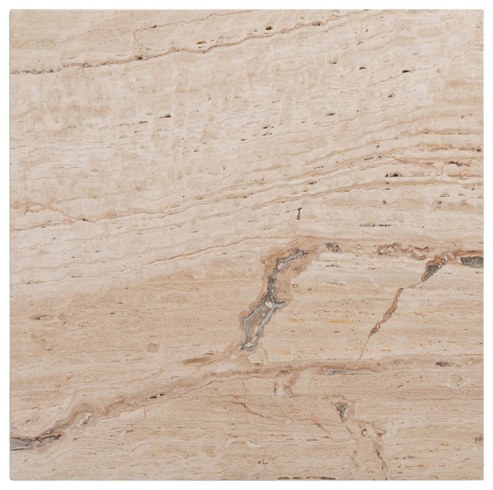 Safavieh Couture Olivia Square Travertine Accent Table Off White