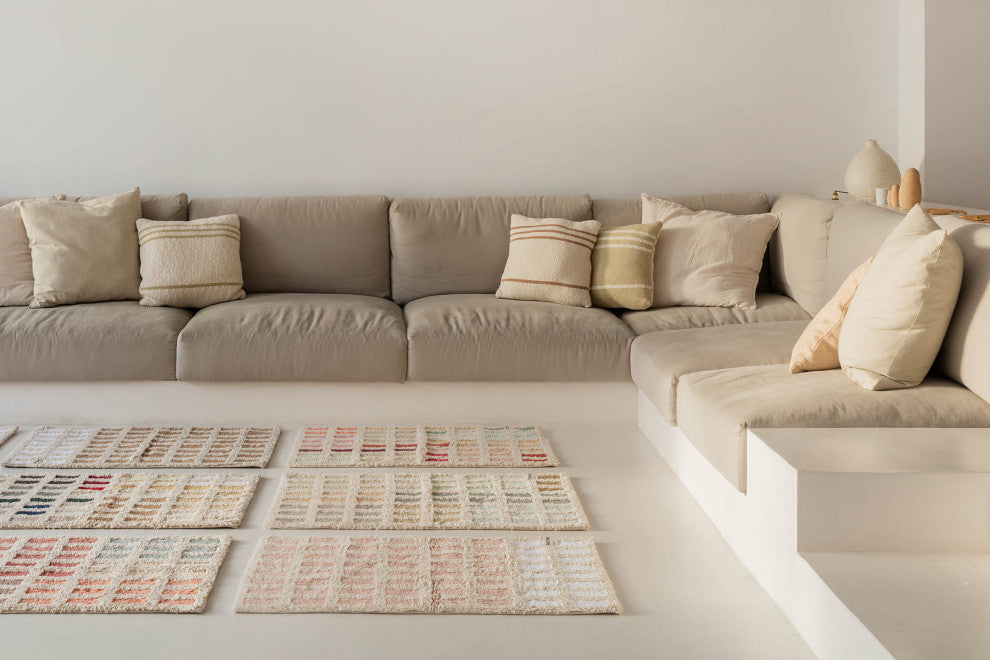 Duetto Knitted Cushion, Powder/Natural