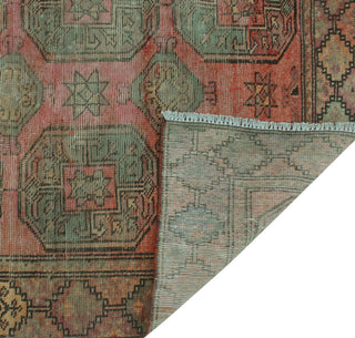 Vintage Distressed Derya Red/Green Runner, 4'6x9'11