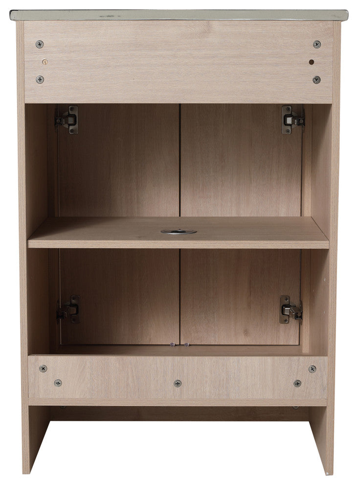 24 Inch Plywood Freestanding Bathroom Vanity With Doors and Adjustable Shelf