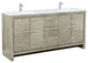 Lafarre Contemporary 72" Rustic Acacia Double Sink Bathroom Vanity, Monte Chrome