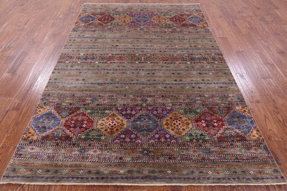 6' 7" X 9' 6" Super Kazak Khorjin Hand Knotted Wool Rug Q9667