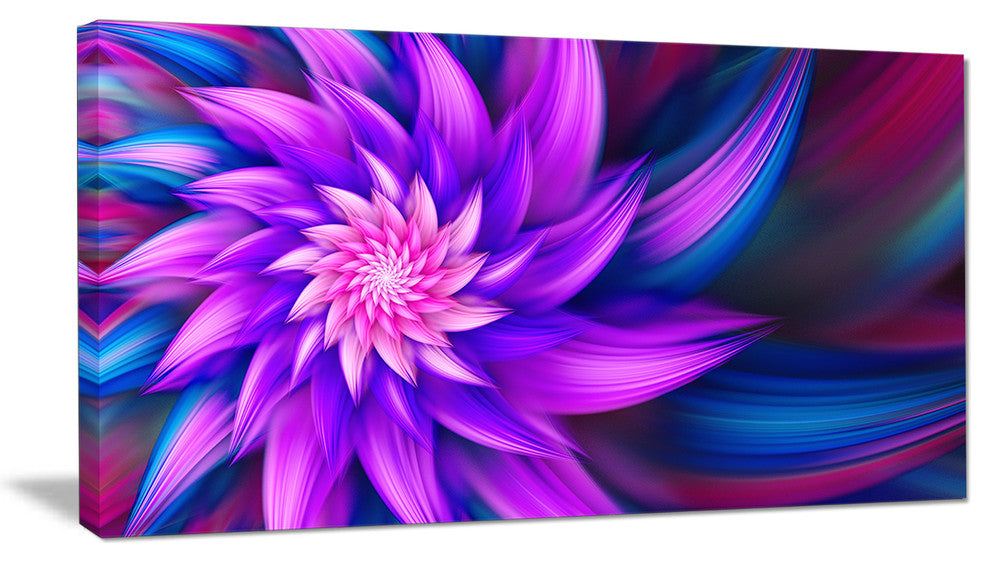 Huge Purple Fractal Flower, Large Floral Canvas Art Print, 60"x28"