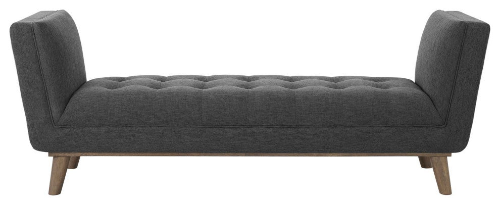 Haven Tufted Button Upholstered Fabric Accent Bench - Gray
