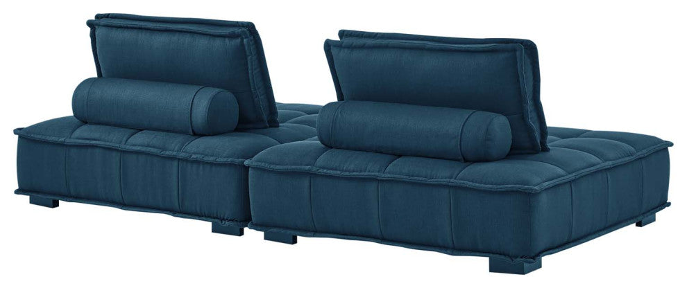 Saunter Tufted Fabric Fabric 2-Piece Loveseat Azure