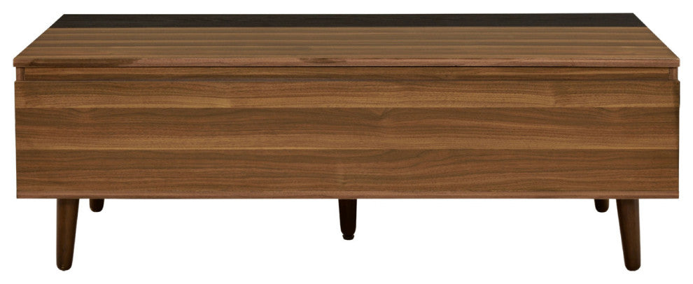 Wooden Coffee Table w/Lift Top, Walnut and Black Finish