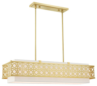 Soft Gold Fretwork, Ornamental, Transitional, Sophisticated Linear Chandelier
