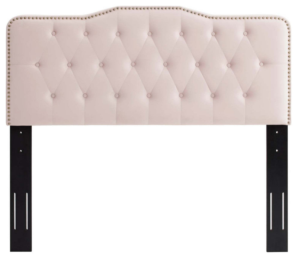 Amber Performance Velvet Queen Platform Bed, Pink