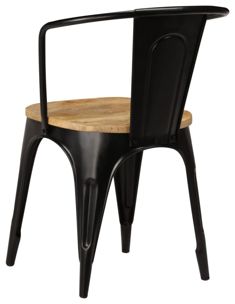 vidaXL Dining Chairs 4 pcs Black Solid Mango Wood