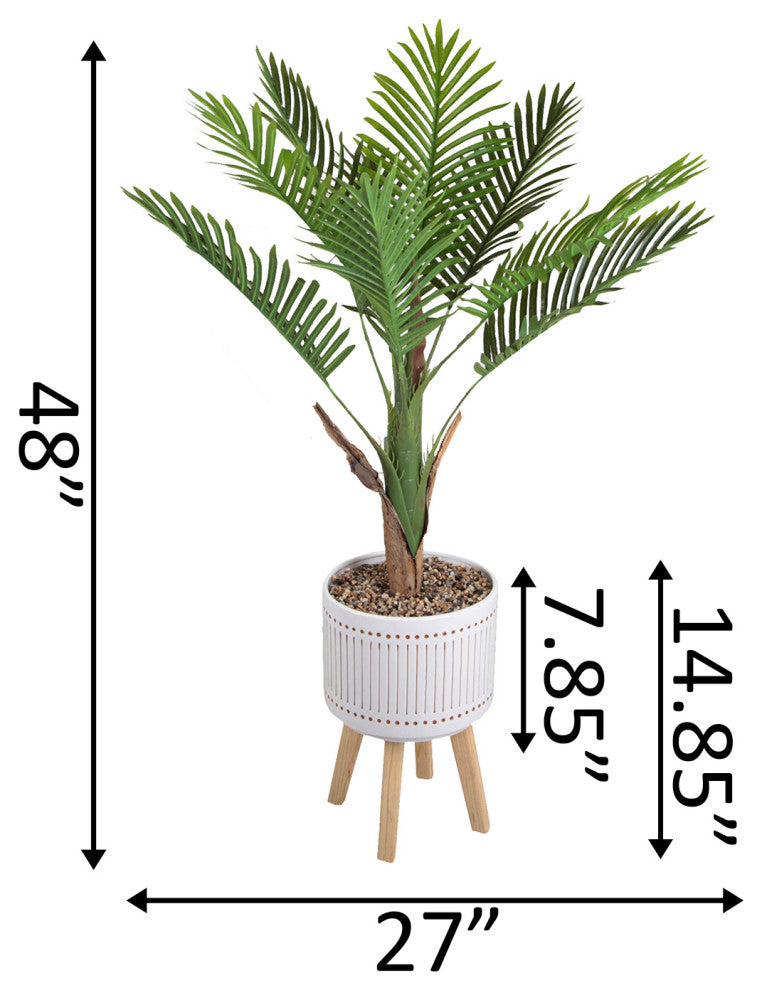 Areca Palm 4 Foot Planter on Wood Stand