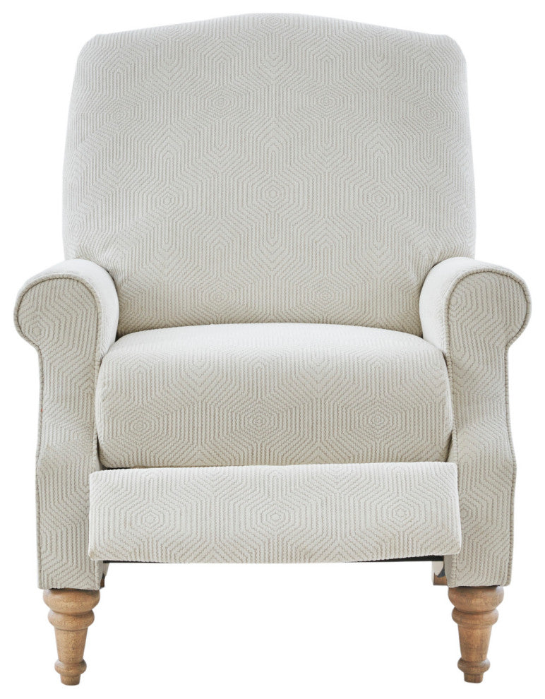 Madison Park Camel Oak Push Back Recliner, Patterned Ivory