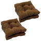 16" Solid Micro Suede Square Tufted Chair Cushions, Set of 4, Chocolate