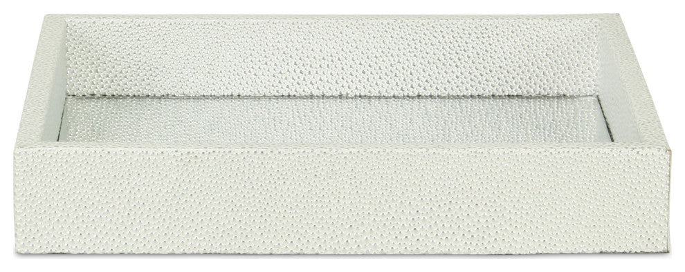Labai Tray with Mirrored Interior, White Silver