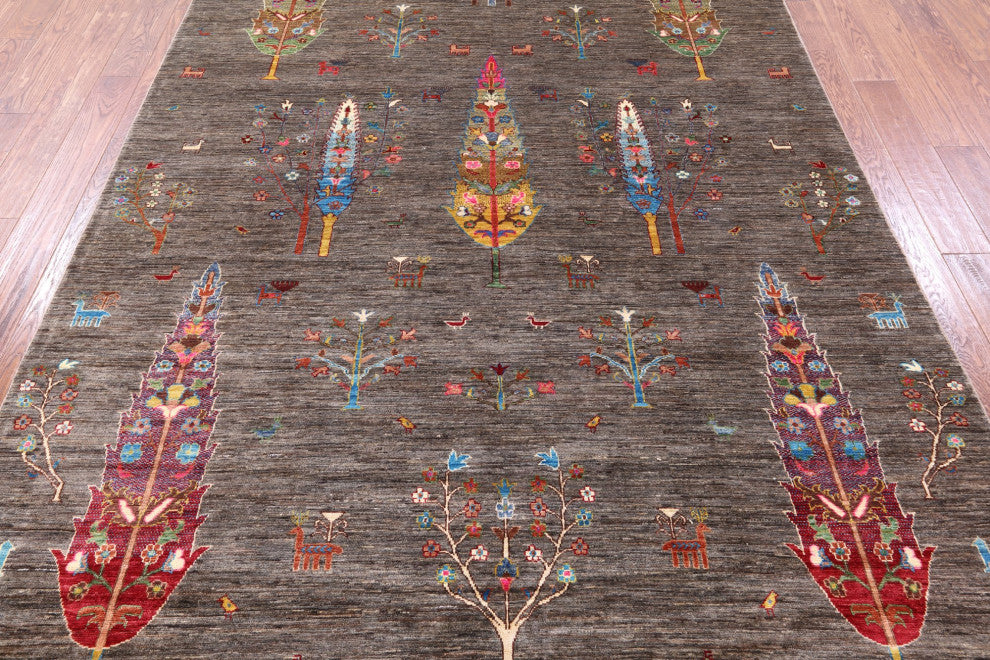 6' 8" X 10' 0" Tribal Persian Gabbeh Hand-Knotted Wool Rug - Q12385