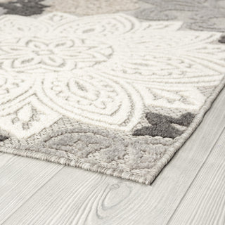 Omalley Modern Floral Area Rug, Beige & Gray, 7'11" X 10'3"