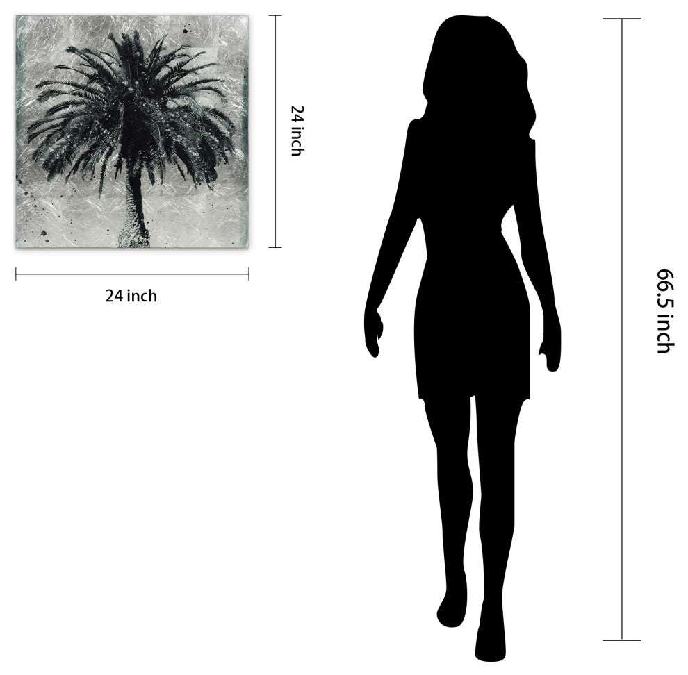 Palm Tree Diptych Wall Art Reverse Print Tempered Glass Wall Art and Silver Leaf