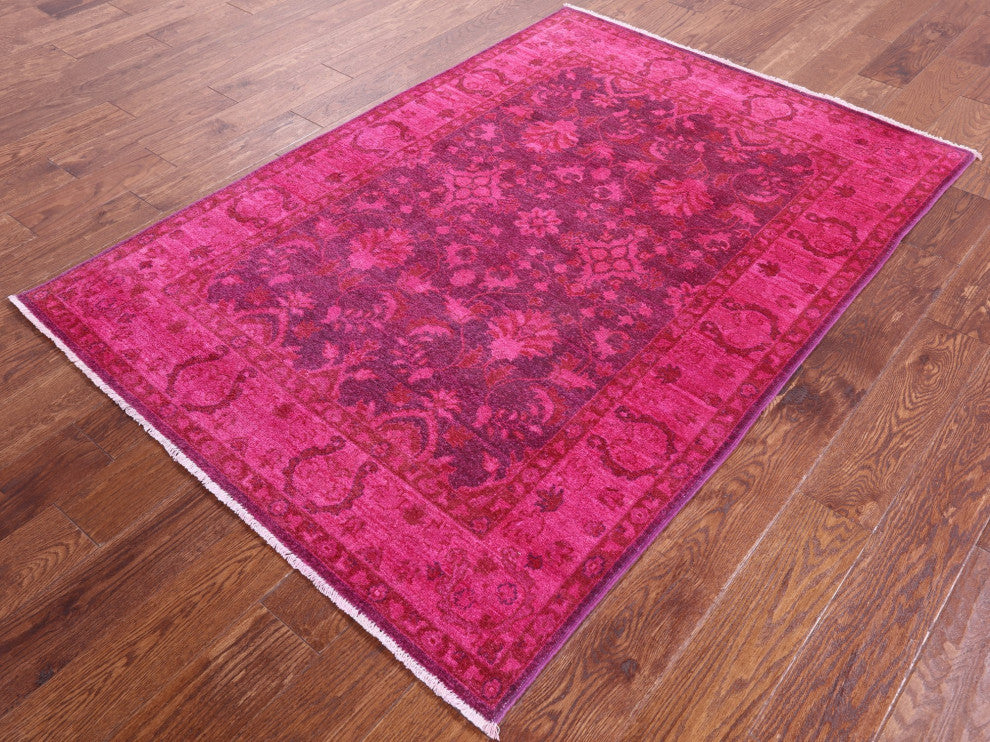 Handmade Full Pile Overdyed Wool Rug 4' 4" X 5' 11" - Q12726