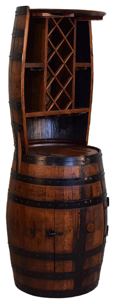 Shooter's Barrel Bar 7 Bottle Wine Hutch