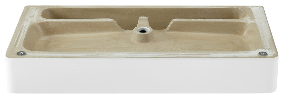 Carre 36" Ceramic Console Sink White Basin Gold Legs, Brushed Gold