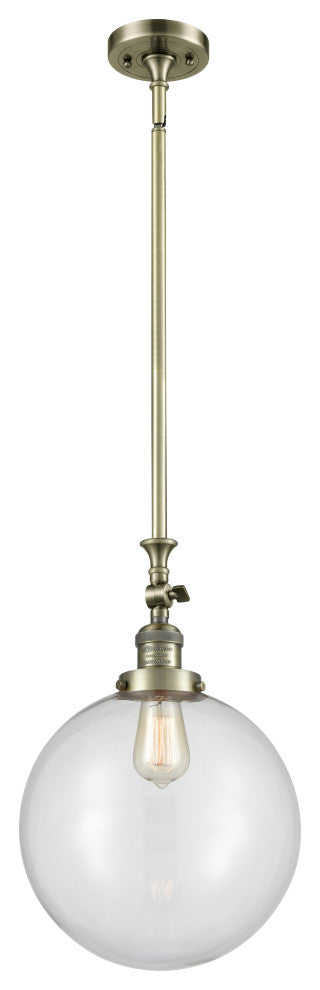 Beacon Mini Pendant, Antique Brass, Clear