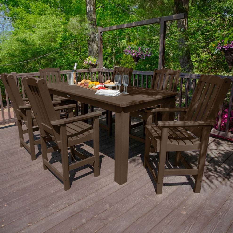 Lehigh 7-Piece Rectangle Counter-Height Dining Set, Weathered Acorn