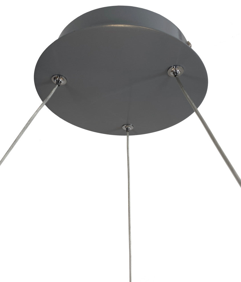 Litza 41-Watt Integrated LED Ringed Silver Circular Pendant