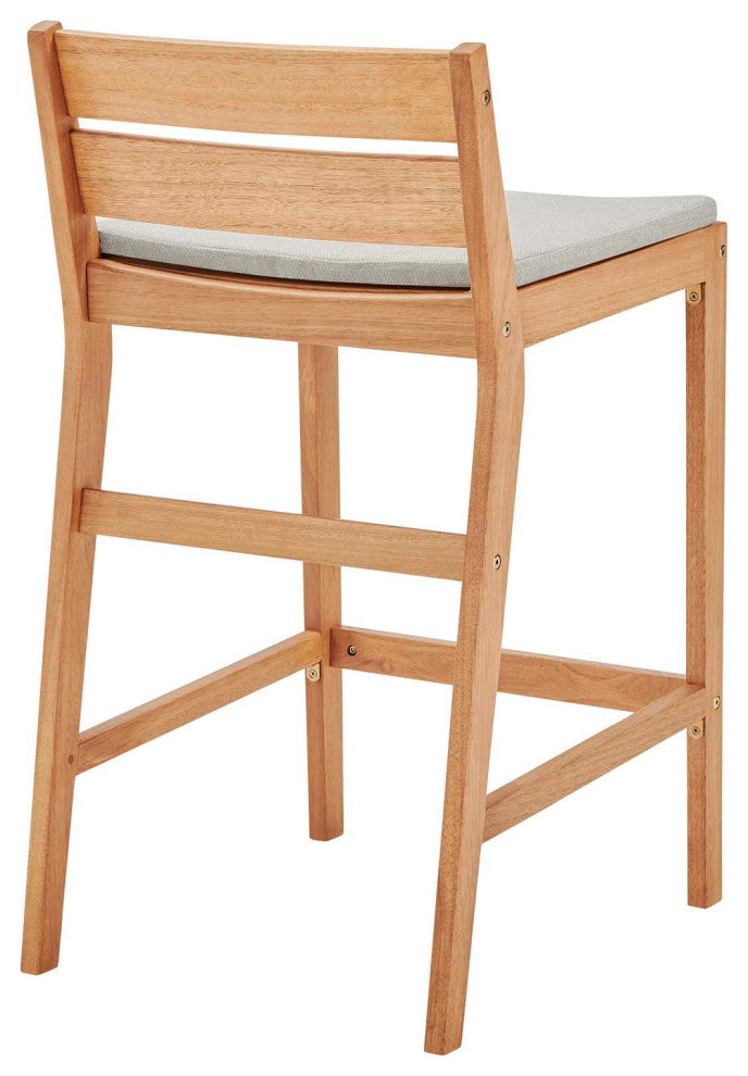 Bar Stool Chair and Table Set, Wood, Brown Natural Taupe Gray, Modern, Outdoor