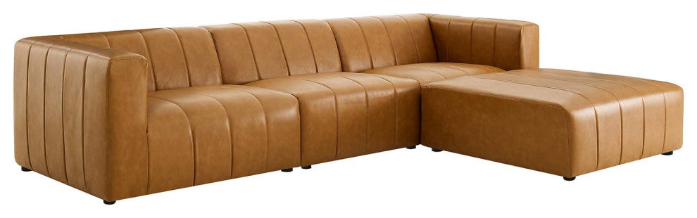 Bartlett Vegan Leather Vegan Leather 4-Piece Sectional Sofa Tan