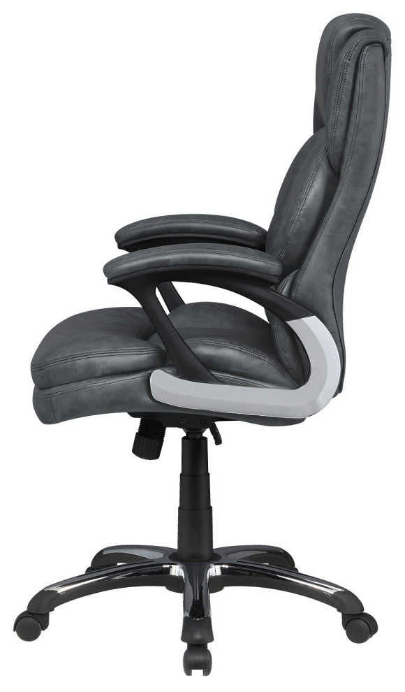Adjustable Height Office Chair With Padded Arm, Gray and Black