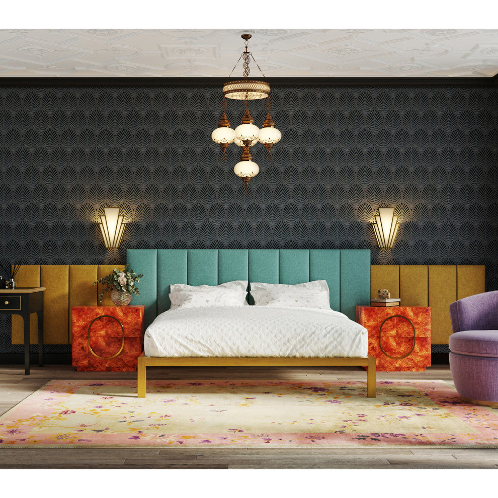 Jaxx Panelist Modern Padded Headboard, Set of 4 Panels, Queen, Surf Turquoise