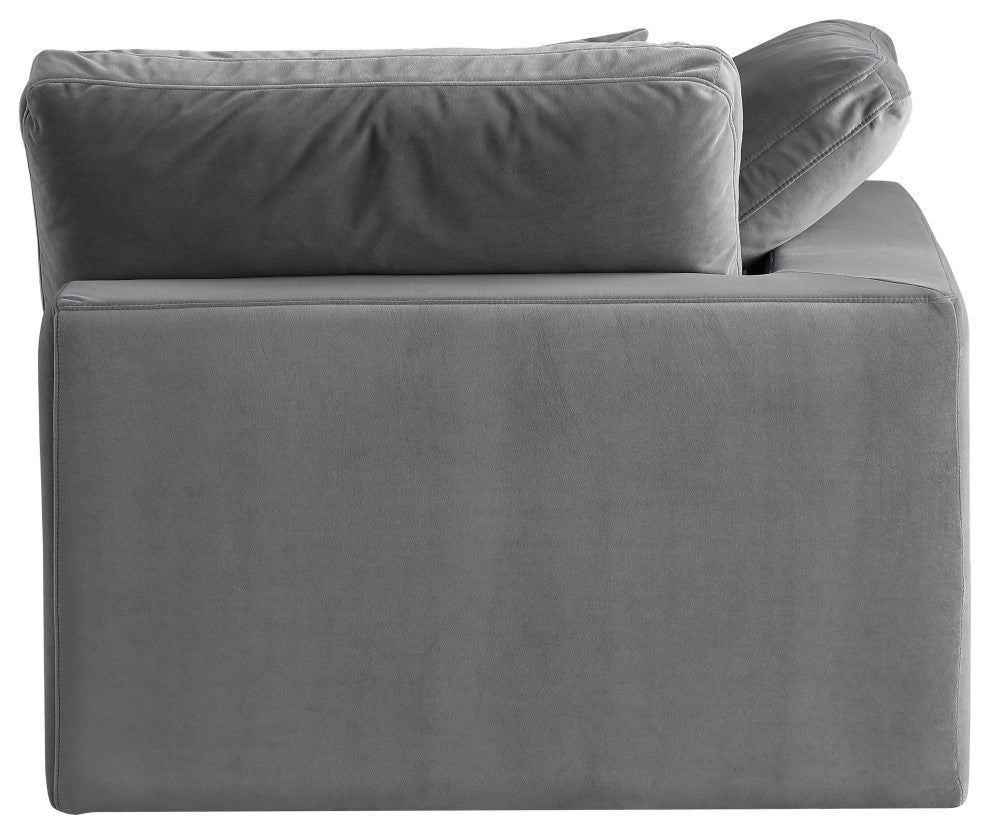 Comfy Beige Linen Textured Fabric Modular Chair, Grey, Velvet, Corner Chair