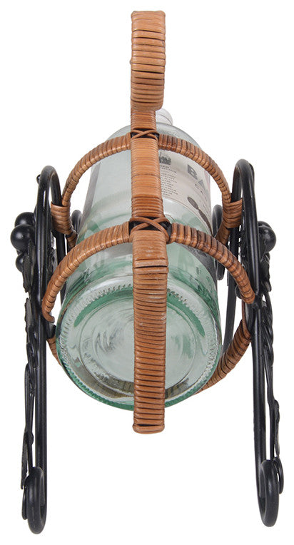 On the Vine Embellished Metal Carriage Wine Holder