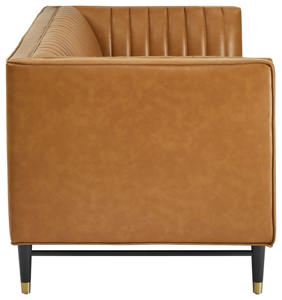 Devote Channel Tufted Vegan Leather Loveseat EEI-4719-TAN