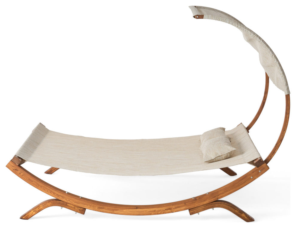 GDF Studio Rosalie Outdoor Patio Chaise Lounge Sunbed And Canopy