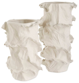 Uttermost Ripple Crest White Vases Set of 2
