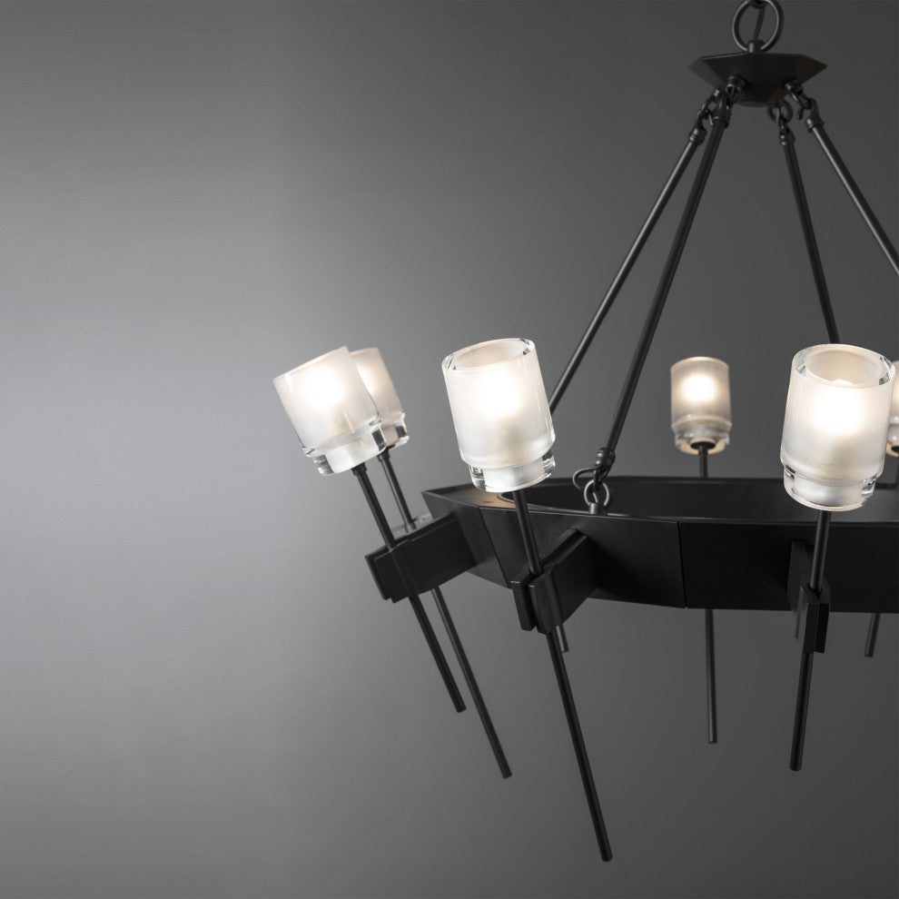 Echo 10-Light Circular Chandelier - Black - Cast Glass