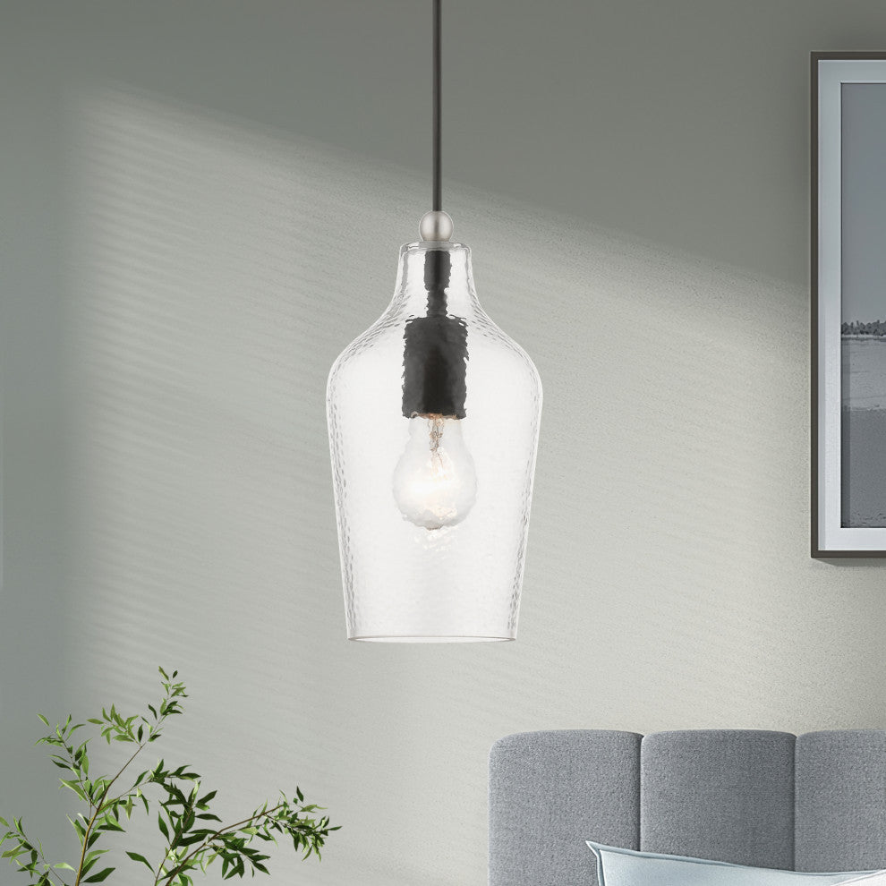 Avery 1 Light Black With Brushed Nickel Accent Mini Pendant