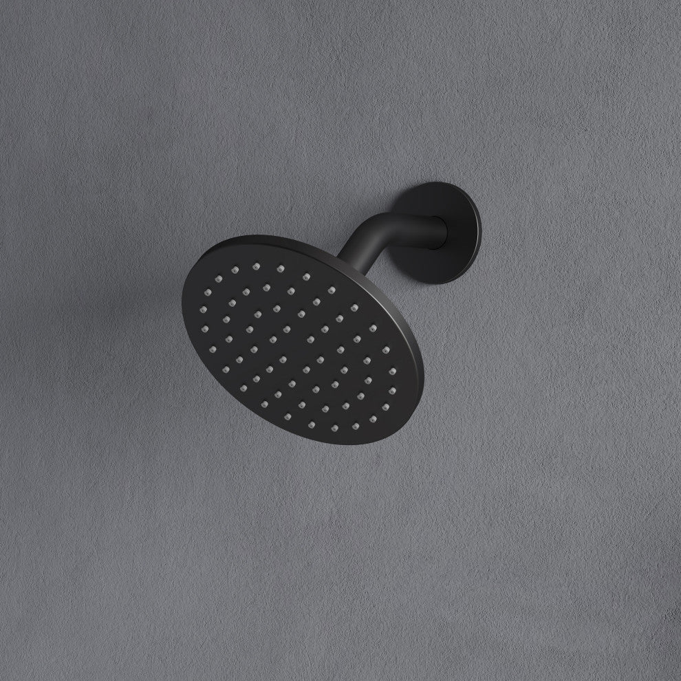 Dual Heads 12" Rain Shower System With 3 Way Thermostatic Faucet,Body Jets, Matte Black
