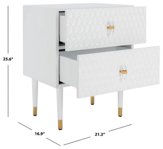 Safavieh Couture Neptune 2 Drawer Side Table, White/Gold