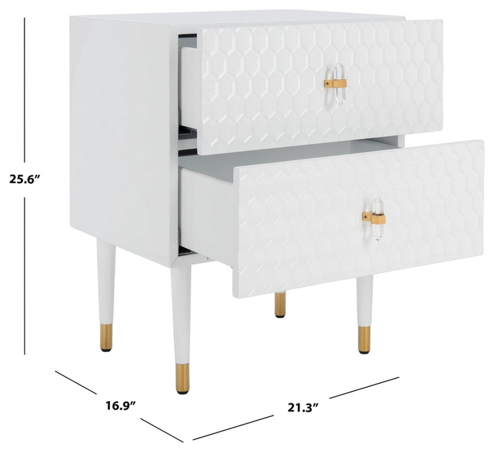 Safavieh Couture Neptune 2 Drawer Side Table, White/Gold
