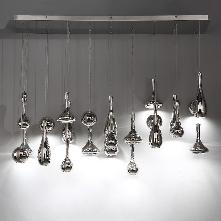 Modern Forms Acid LED 23-Light Linear Chandelier in Polished Nickel