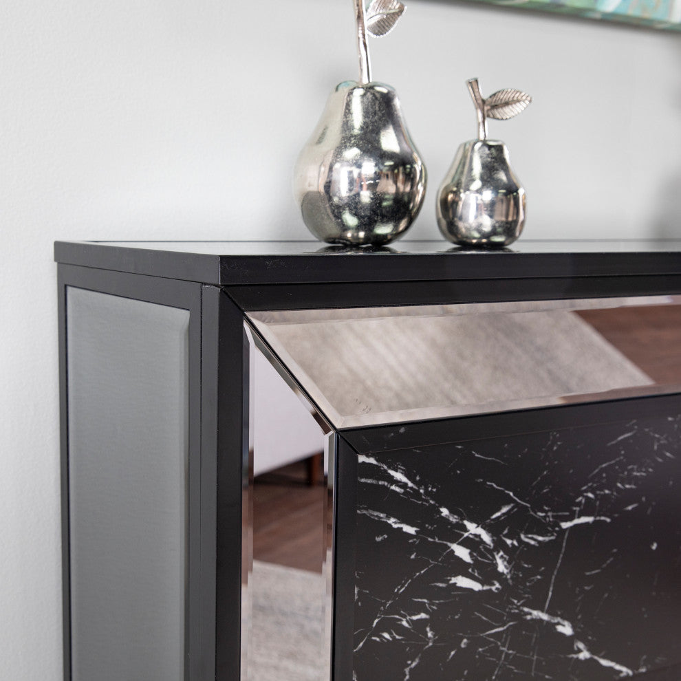 Trason Mirrored Faux Marble Color Changing Fireplace